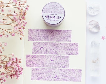 Flower Pattern Purple Washi Tape | Journal, Scrapbook, Planner, Magical Washi Tape, Cute, Autumn, Witchy, Spring, Floral, Nature