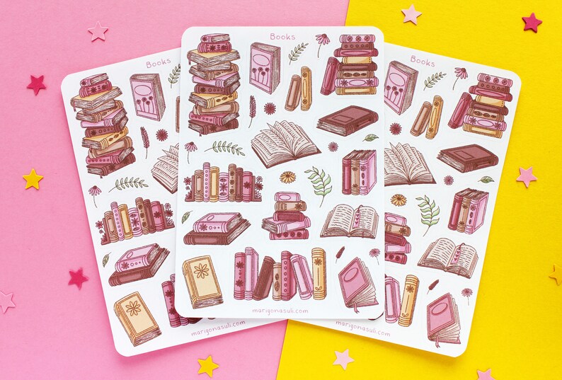 Books Sticker Sheet  Bullet Journal Stickers Scrapbook image 5