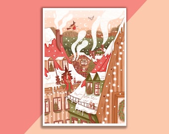 Kunst Druck Print | Poster, Digitale Illustration, Artwork, Hexe Poster, Witchy Illustration, Spooky, Magisch, Weihnachten, Winter