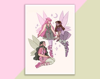 Fairies From The Fairy Woods Print | Poster, Wall Decor, Artwork, Witch Poster, Witchy Illustration, Magical, Fairy Tale