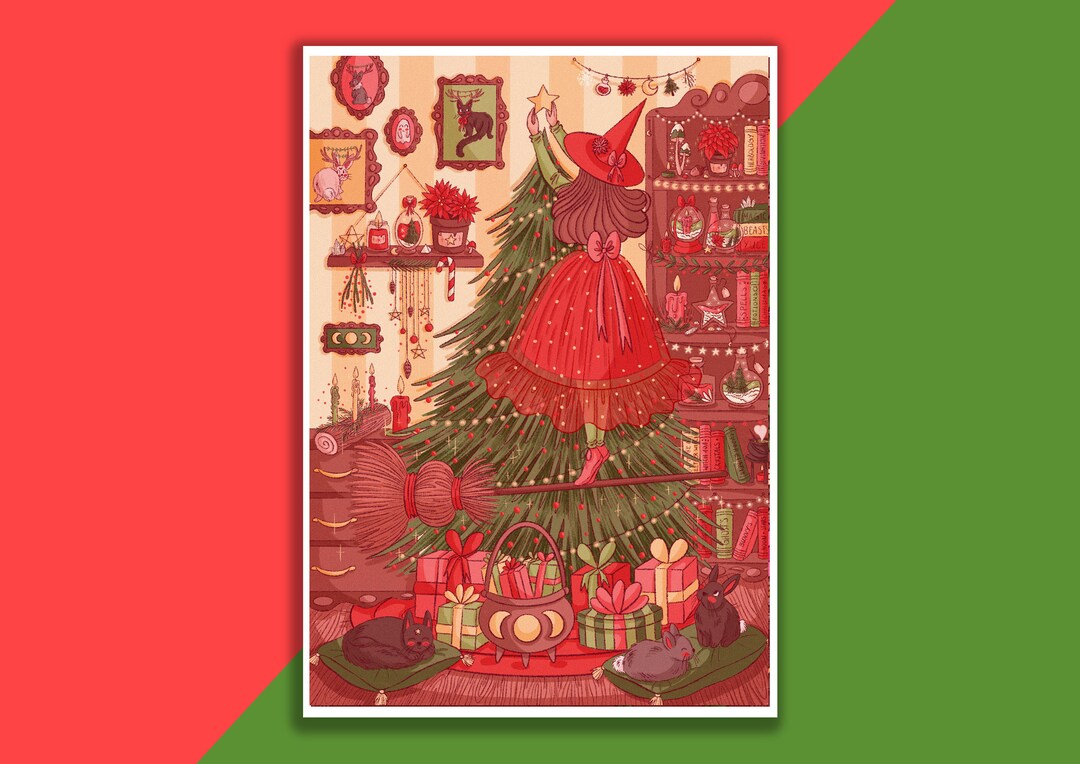 Christmas Witch Art Print | Poster, Digital Illustration, Artwork ...