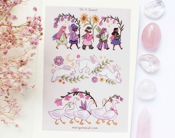 On A Quest Matt Vinyl Waterproof Sticker Sheet | Journal Stickers, Scrapbook, Planner, Witchy, Magical, Fairy Tale, Celestial