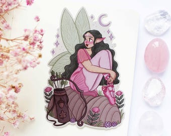 Fairy Fern Waterproof Matt Vinyl Sticker | Journal Sticker, Planner, Witchy Sticker, Magical, Witchy, Celestial