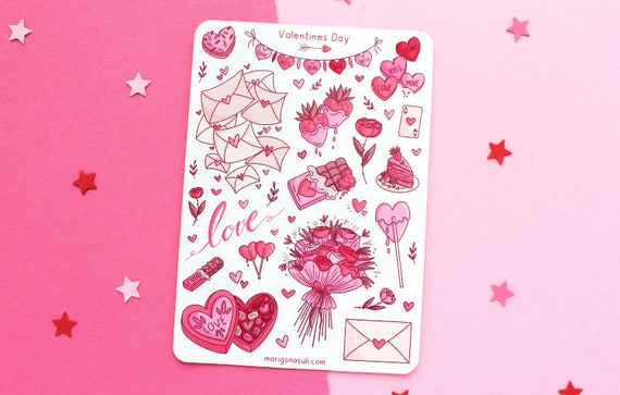 Love Sticker Sheet Valentines Day Stickers Cute Stickers Journal
