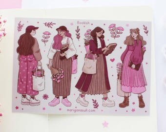 Hoja de pegatinas de vinilo mate impermeables para libros/pegatinas para diario, pegatinas para álbumes de recortes, pegatinas para planificadores, pegatinas mágicas, pegatinas de lectura