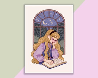 Journaling Time Print | Poster, Wall Decor, Artwork, Witch Poster, Witchy Illustration, Magical, Books, Stationery, Journaling