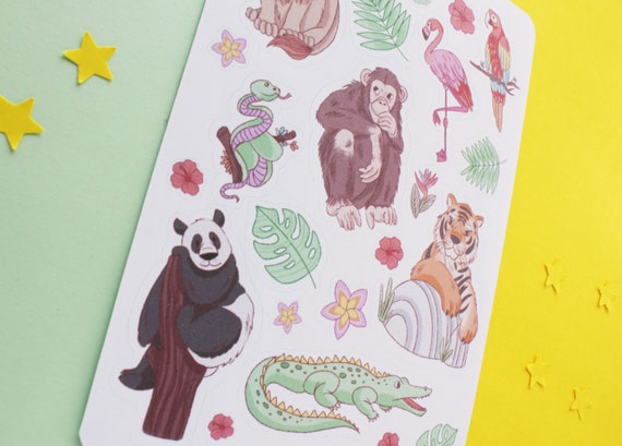 decorative stickers with motifs of exotic animals Sticker sheets scrapbook and bullet journal stickers decorative stickers with motifs of exotic animals Sticker sheets scrapbook and bullet journal stickers