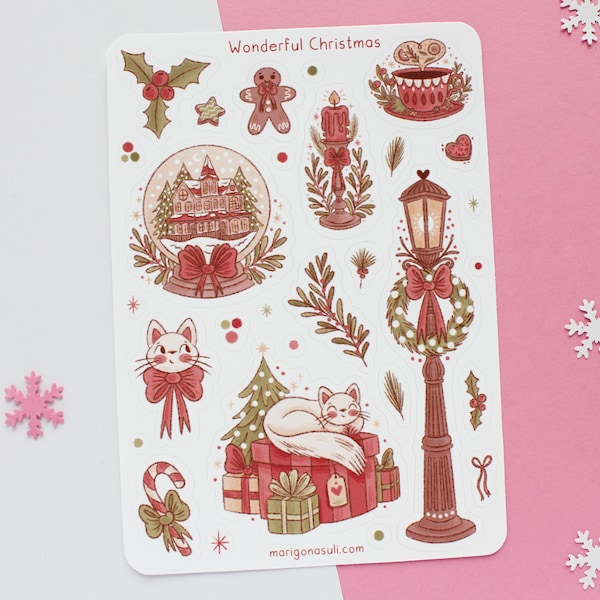 Merveilleuse feuille d'autocollants de Noël | Autocollants de journal, autocollant de scrapbooking, autocollants de planificateur, feuille d'autocollants d'hiver, magique, Noël