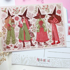 Cartolina delle streghe di Natale A6 / Biglietto di auguri, album di ritagli, amico di penna, cancelleria, cartolina invernale, cartolina delle streghe, cartolina magica, Natale