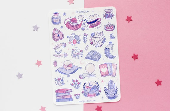 Divination Sticker Sheet | Journal Stickers, Scrapbook Sticker, Planner Stickers, Witch Sticker Sheet, Magical, Autumn