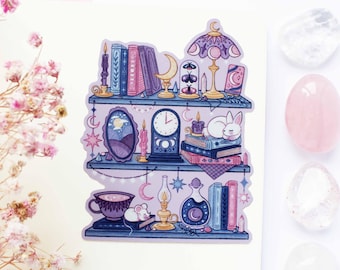 Starry Night Shelf Waterproof Matt Vinyl Sticker | Journal Sticker, Planner, Witchy Sticker, Magical, Witchy, Celestial