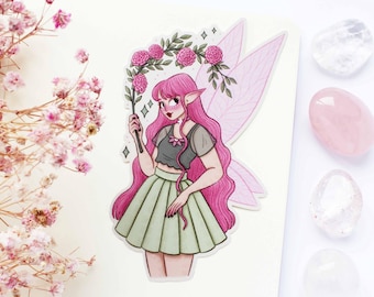 Camellia The Fairy Waterproof Matt Vinyl Sticker | Journal Sticker, Planner, Witchy Sticker, Magical, Witchy, Celestial
