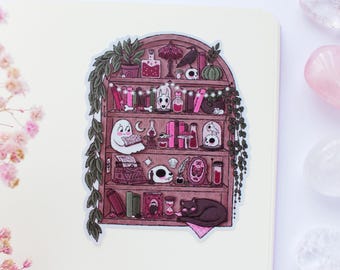 Curiosities Shelf Waterproof Matt Vinyl Sticker | Journal Sticker, Planner, Witchy Sticker, Magical, Witchy, Ghost