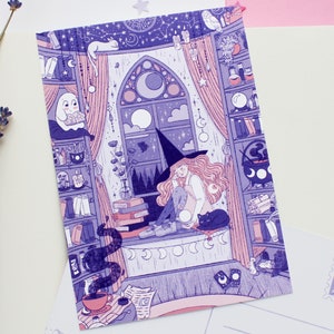 Astronomie Hexe Postkarte A6 | Grußkarte, Scrapbook, Penpal, Postkarte, Herbst Postkarte, Witchy Postkarte, Magische Postkarte, Sternzeichen