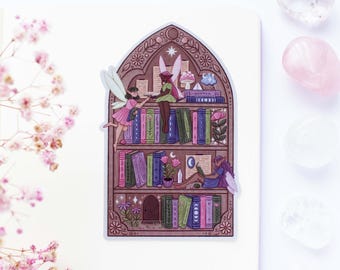Fairies Shelf Waterproof Matt Vinyl Sticker | Journal Sticker, Planner, Witchy Sticker, Magical, Witchy, Fairy Tale