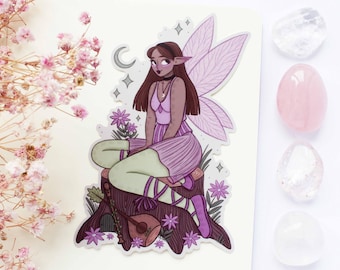 Fairy Hazel Waterproof Matt Vinyl Sticker | Journal Sticker, Planner, Witchy Sticker, Magical, Witchy, Celestial