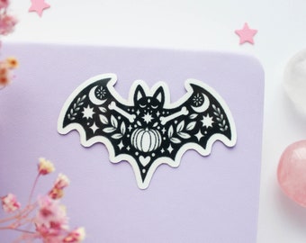 Glow In The Dark Bat, Waterproof Glossy Vinyl Sticker | Journal Sticker, Planner Sticker, Witchy Sticker, Magical, Spooky, Cute, Halloween