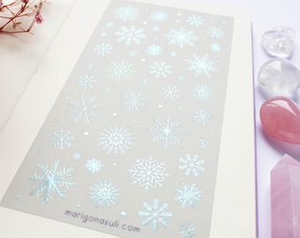 Schneeflocken Blau Foil Washi Paper Sticker Sheet | Journal Aufkleber, Scrapbook Sticker, Planer, Witchy, Hexe, Winter