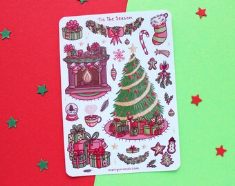 Tis The Season Sticker Sheet | Bullet Journal Stickers, Scrapbook Stickers, Planner Stickers, Christmas Stickers, Winter Stickers, Holidays