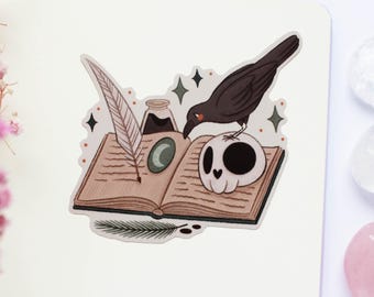 Writing At Night Waterproof Matt Vinyl Sticker | Journal Sticker, Planner, Witchy Sticker, Magical, Witchy, Fairy Tale, Winter