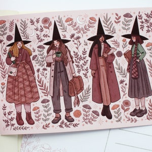 Postal de brujas de Dark Academia A6 / Tarjeta de felicitación, Álbum de recortes, Amigo por correspondencia, Postal acogedora, Postal de bruja, Mágico, Bruja, Regalo