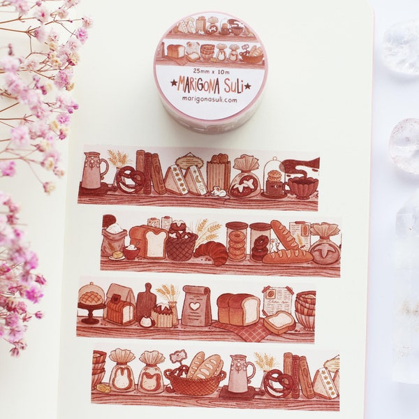 Bakery Shelf Washi Tape | Journal, Scrapbook, Planner, Magical Washi Tape, Cute, Autumn, Witchy, Baking, Baked Goods, Food, Bread