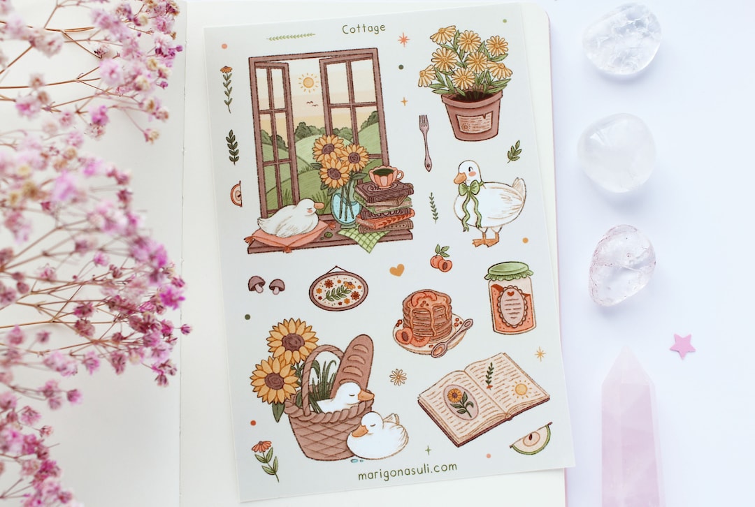 Cottage Matt Vinyl Sticker Sheet | Journal Stickers, Scrapbook Sticker ...