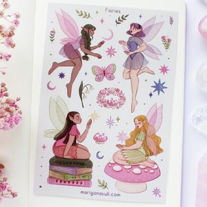 Fairies Matt Vinyl Waterproof Sticker Sheet | Journal Stickers, Scrapbook, Planner, Witchy, Magical, Fairy Tale