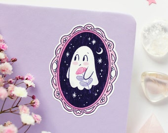 Boo (The Ghost) Waterproof Matt Vinyl Sticker | Journal Sticker, Planner Sticker, Witchy Sticker, Magical, Spooky