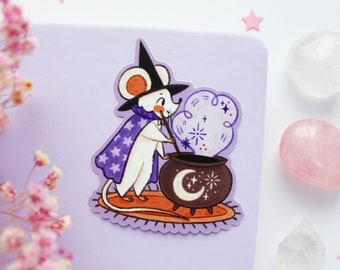 Magical Mouse Waterproof Matt Vinyl Sticker | Journal Sticker, Planner Sticker, Witchy Sticker, Magical, Spooky, Cute, Halloween