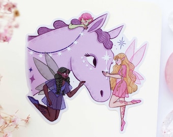 Fairies And Horse Waterproof Matt Vinyl Sticker | Journal Sticker, Planner, Witchy Sticker, Magical, Witchy, Celestial