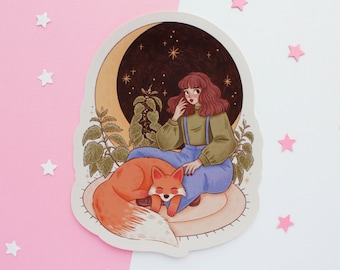 Witching Hour With A Fox Sticker | Journal Sticker, Planner Sticker, Scrapbook Sticker, Witchy Sticker, Magical, Witch, Halloween