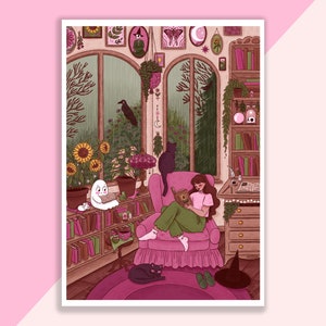 Rainy Summer Day Art Print | Poster, Wall Decor, Artwork, Witch Poster, Witchy Illustration, Spooky, Magical, Bookish, Halloween