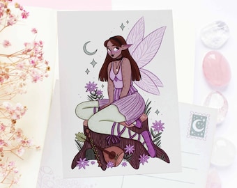 Fairy Hazel Postcard A6  | Greeting Card, Scrapbook, Penpal, Cozy Postcard, Magical, Witchy
