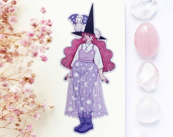 Moon Witch Waterproof Matt Vinyl Sticker | Journal Sticker, Planner, Witchy Sticker, Magical, Witchy, Celestial, Cat