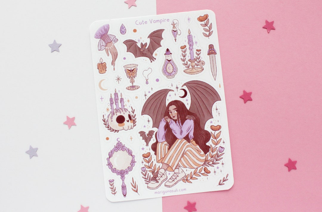 Cute Vampire Sticker Sheet | Journal Stickers, Scrapbook Sticker ...