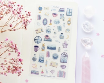 Himmlische Dinge Washi Papier Aufkleber Bogen | Journal Aufkleber, Scrapbook Aufkleber, Planer, Witchy, Witch, Celestial, Astronomie