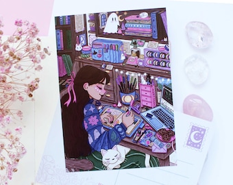 Cozy Journaling Postcard A6  | Greeting Card, Scrapbook, Penpal, Cozy Postcard, Magical, Witchy, Stationery, Journaling