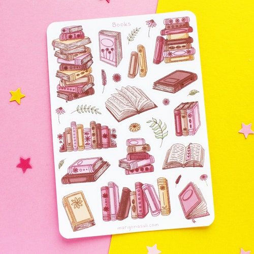 Books Sticker Sheet | Bullet Journal Stickers, Scrapbook Stickers, Planner Stickers, Reading Stickers, Studying Stickers, Bookish Stickers