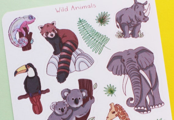 decorative stickers with motifs of exotic animals Sticker sheets scrapbook and bullet journal stickers decorative stickers with motifs of exotic animals Sticker sheets scrapbook and bullet journal stickers
