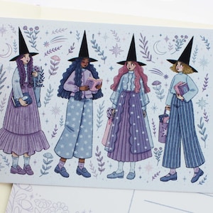 Postal de Brujas Celestiales (A6) / Tarjeta de felicitación, Álbum de recortes, Amigo por correspondencia, Postal acogedora, Mágica, Brujería, Celestial, Astronomía