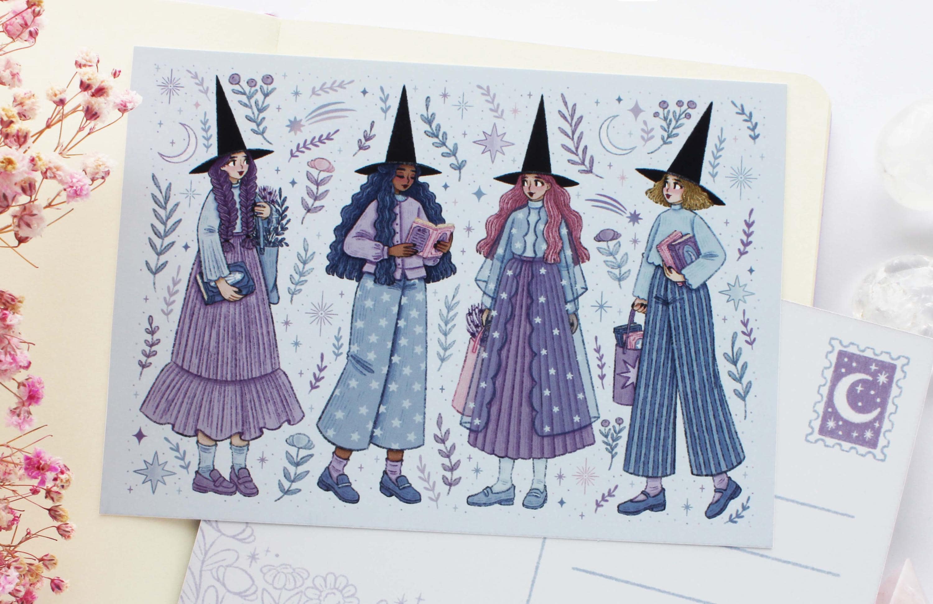 Carte De Vœux Fantaisie Sorcière – Sorcière Forêt Sorcières