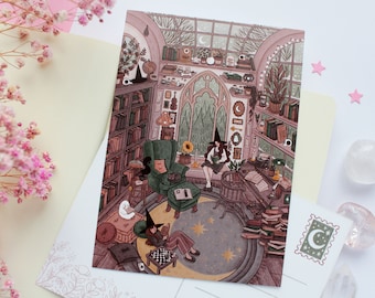 Dark Academia Witches Room Postcard A6  | Greeting Card, Scrapbook, Penpal, Cozy Postcard, Witchy Postcard, Magical, Witch, Gift