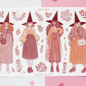 Stickervel heksen | Dagboekstickers, plakboeksticker, plannerstickers, heks stickervel, magisch, herfst, herfst