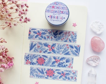 Magische Winterpflanzen Blau Und Rosa Washi Tape | Journal, Scrapbook, Planer, Magisches Washi Tape, Festlich, Niedlich, Weihnachten, Feiertage, Geschenk