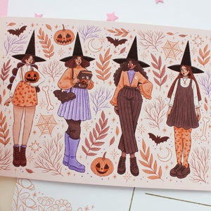 postale A6 de sorcières d'Halloween | Carte de voeux, Scrapbook, Correspondant, Papeterie, Carte postale confortable, Carte postale sorcière, Magique, Sorcière, Halloween