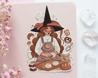 Backen Hexe Wasserdicht Matt Vinyl Aufkleber | Journal Sticker, Planer Sticker, Witchy Sticker, magisch, Herbst, Herbst, Drache, Fantasy