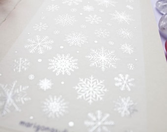 Schneeflocken Silberfolie Washi Papier Sticker Bogen | Journal Aufkleber, Scrapbook Sticker, Planer, Witchy, Hexe, Winter