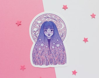 Lilac Witch Sticker | Journal Sticker, Planner Sticker, Scrapbook Sticker, Witchy Sticker, Magical