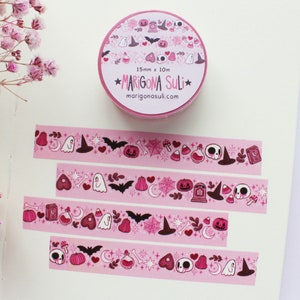 Little Spooky Things Pink Washi Tape | Journal, Scrapbook, Planner, Witchy Washi Tape, Halloween Washi Tape, Cute, Spooky, Autumn, Fall